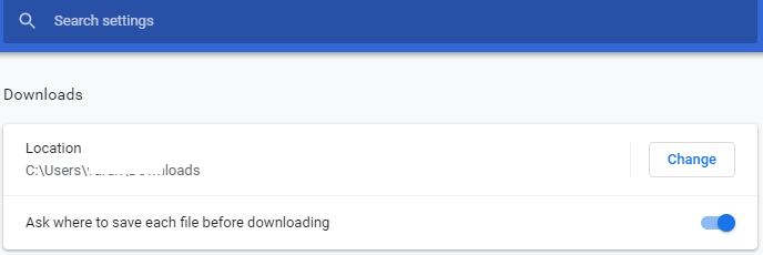Download Location in Google Chrome