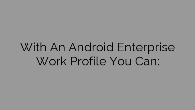With An Android Enterprise Work Profile You Can: