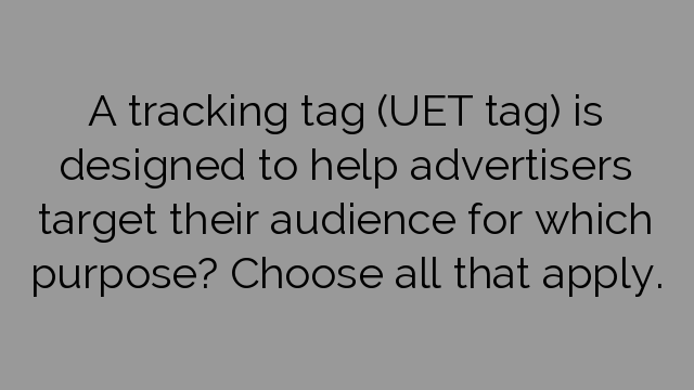 A tracking tag (UET tag) is designed to help advertisers target their audience for which purpose? Choose all that apply.