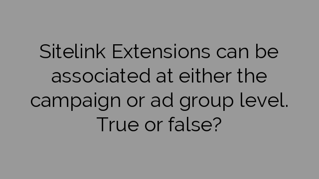 Sitelink Extensions can be associated at either the campaign or ad group level. True or false?