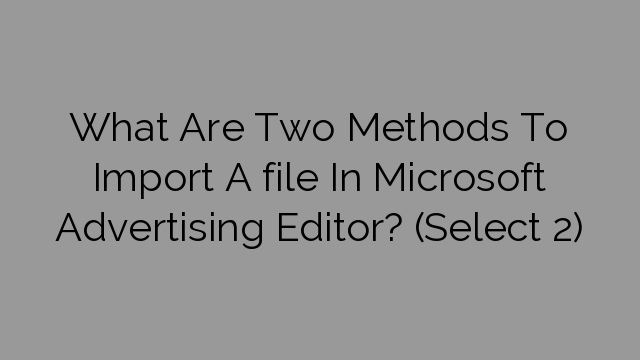 What Are Two Methods To Import A file In Microsoft Advertising Editor? (Select 2)