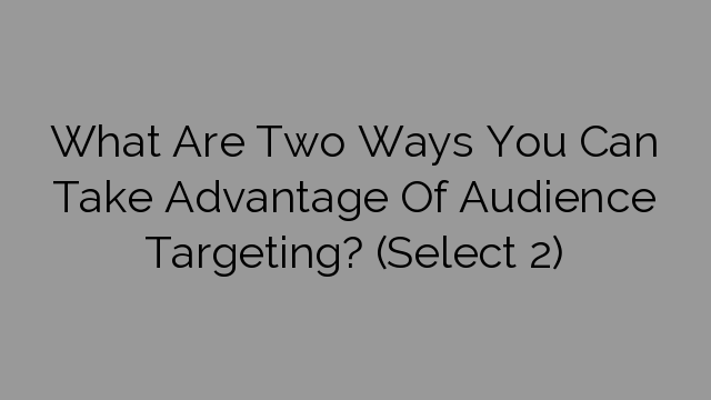 What Are Two Ways You Can Take Advantage Of Audience Targeting? (Select 2)