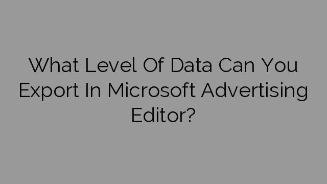 What Level Of Data Can You Export In Microsoft Advertising Editor?