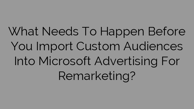 What Needs To Happen Before You Import Custom Audiences Into Microsoft Advertising For Remarketing?