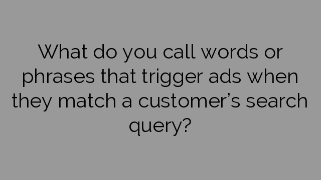What do you call words or phrases that trigger ads when they match a customer’s search query?