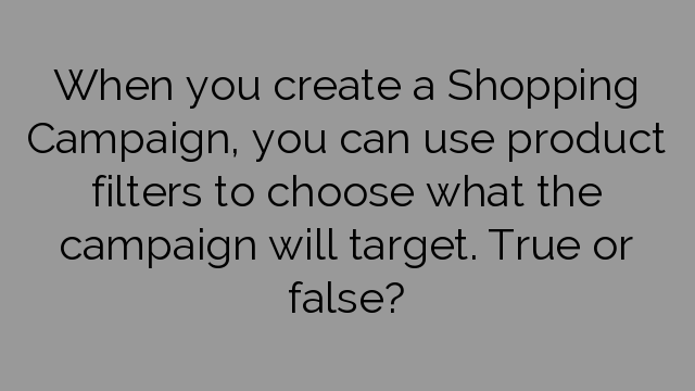 When you create a Shopping Campaign, you can use product filters to choose what the campaign will target. True or false?