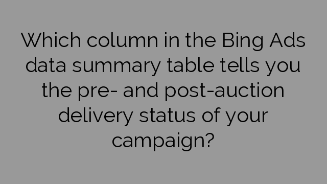 Which column in the Bing Ads data summary table tells you the pre- and post-auction delivery status of your campaign?
