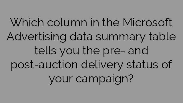 Which column in the Microsoft Advertising data summary table tells you the pre- and post-auction delivery status of your campaign?