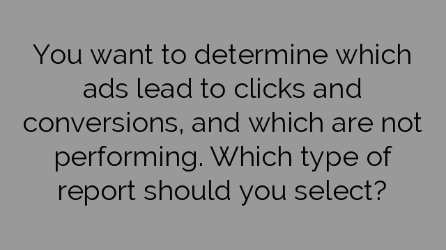 You want to determine which ads lead to clicks and conversions, and which are not performing. Which type of report should you select?