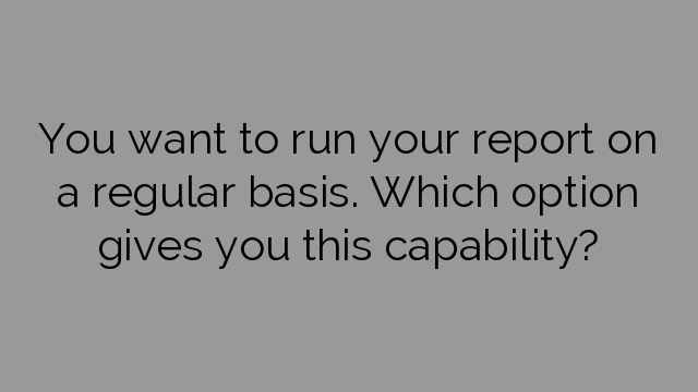You want to run your report on a regular basis. Which option gives you this capability?