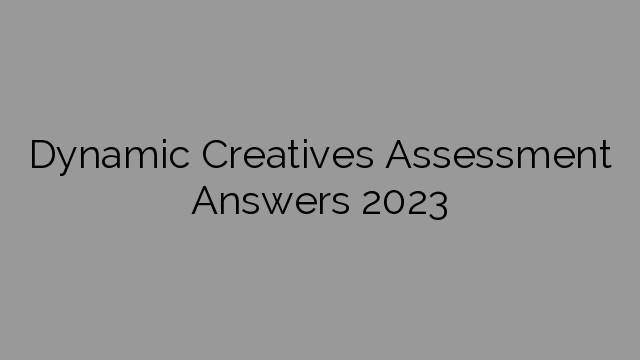 Dynamic Creatives Assessment Answers 2023