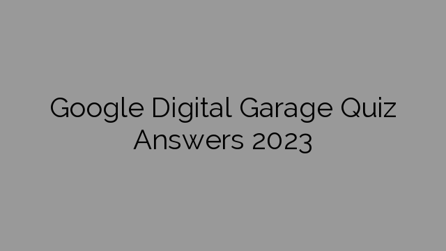 Google Digital Garage Quiz Answers 2023
