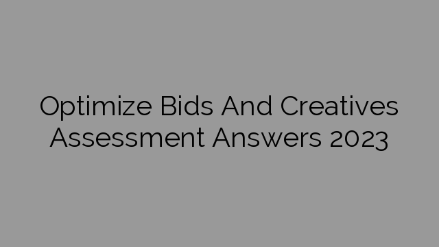 Optimize Bids And Creatives Assessment Answers 2023