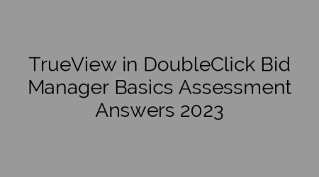 TrueView in DoubleClick Bid Manager Basics Assessment Answers 2023